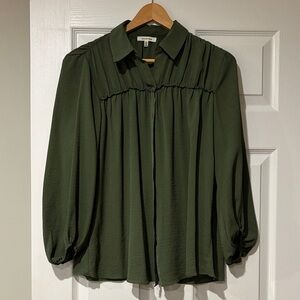 Max Studio Dark Green Pleated Blouse